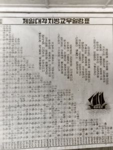 제1대 성업봉찬회 각지방교무일람표 포스터 사진